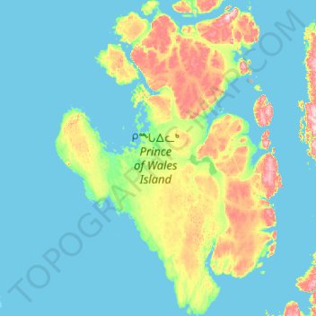 Prince-of-Wales-Insel topographic map, elevation, terrain