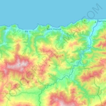 Daïra Beni Haoua topographic map, elevation, terrain