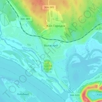 Волжский topographic map, elevation, terrain