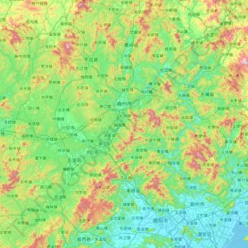 Meizhou topographic map, elevation, terrain