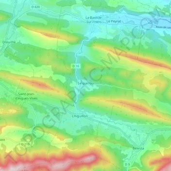 Lesparrou topographic map, elevation, terrain
