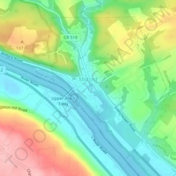 Milford topographic map, elevation, terrain