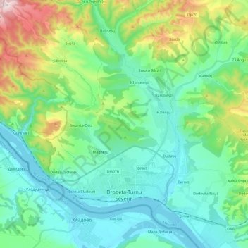 Drobeta-Turnu Severin topographic map, elevation, terrain