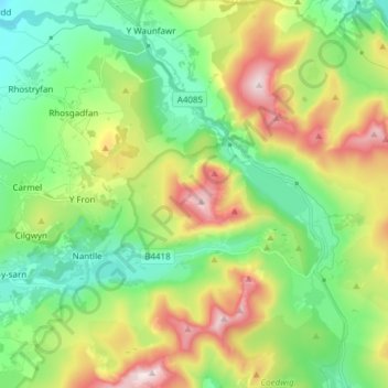 Betws Garmon Topographic Map, Elevation, Terrain