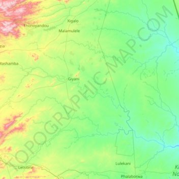 Greater Giyani Local Municipality topographic map, elevation, terrain