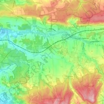 Shere topographic map, elevation, terrain