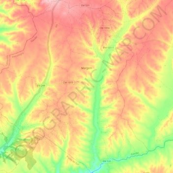 Margem topographic map, elevation, terrain