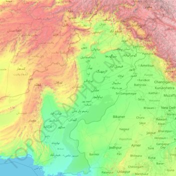 Indus topographic map, elevation, terrain