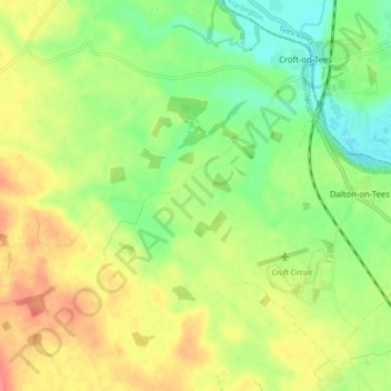 Croft-on-Tees topographic map, elevation, terrain