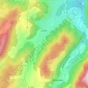 Lullin topographic map, elevation, terrain