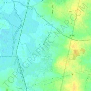 Saint-Ouen-d'Aunis topographic map, elevation, terrain