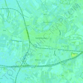 Geldermalsen topographic map, elevation, terrain