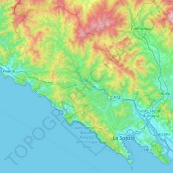 La Spezia topographic map, elevation, terrain