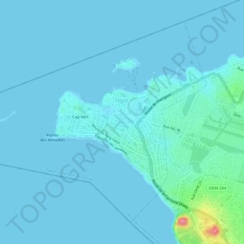 Commune de Ngor topographic map, elevation, terrain