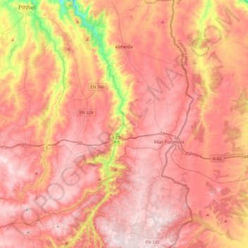 Almeida topographic map, elevation, terrain