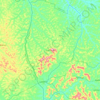 Lyantonde topographic map, elevation, terrain