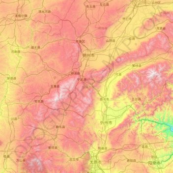 Xinzhou topographic map, elevation, terrain