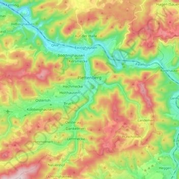 Plettenberg topographic map, elevation, terrain