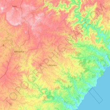 Nyandeni Local Municipality topographic map, elevation, terrain