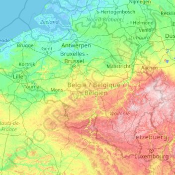 Belgique topographic map, elevation, terrain