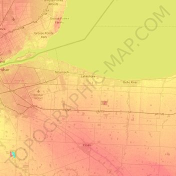 Lakeshore topographic map, elevation, terrain