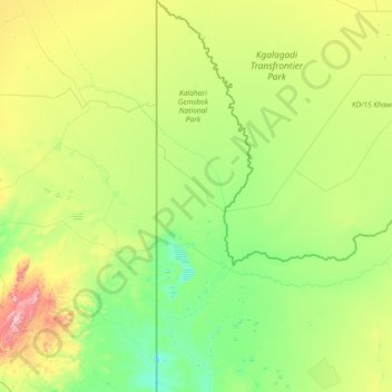 Mier Local Municipality topographic map, elevation, terrain
