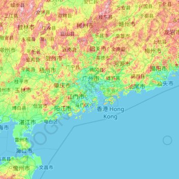 Guangdong topographic map, elevation, terrain