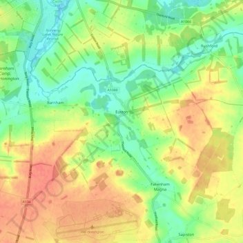 Euston topographic map, elevation, terrain