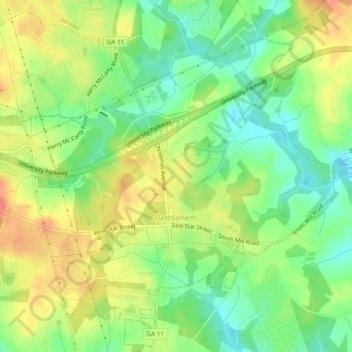 Bethlehem topographic map, elevation, terrain