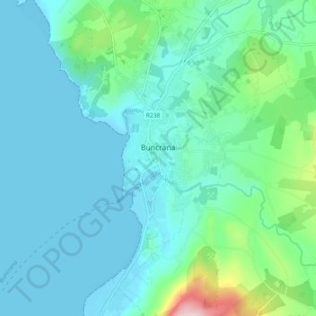 Buncrana topographic map, elevation, terrain