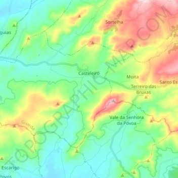 Casteleiro topographic map, elevation, terrain