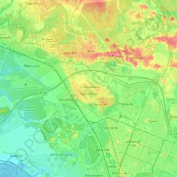 Парголово topographic map, elevation, terrain