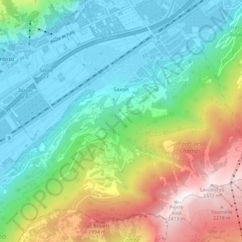 Saxon topographic map, elevation, terrain