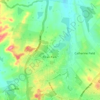 Oran Park topographic map, elevation, terrain