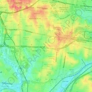 Richmond Heights topographic map, elevation, terrain