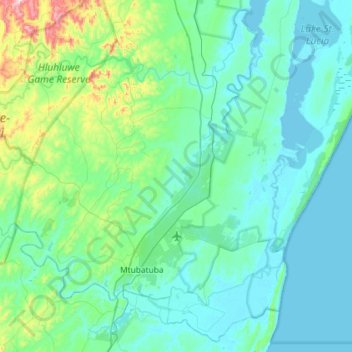 Mtubatuba Local Municipality topographic map, elevation, terrain