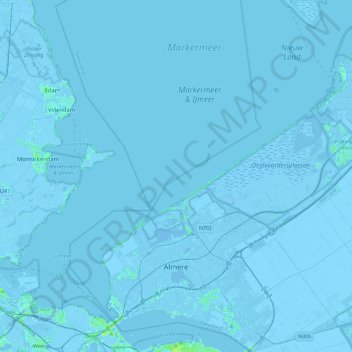 Almere topographic map, elevation, terrain