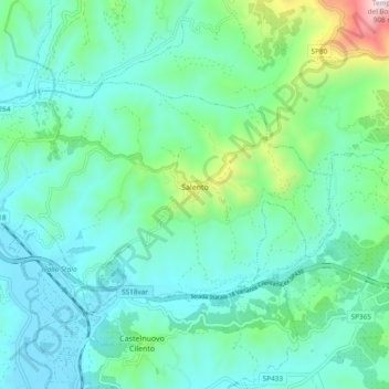 Salento topographic map, elevation, terrain