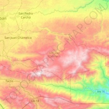 San Juan Chamelco topographic map, elevation, terrain