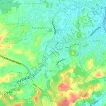 Beribi topographic map, elevation, terrain