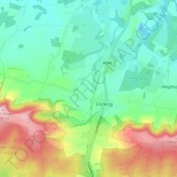 Cocking topographic map, elevation, terrain