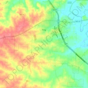 Troy topographic map, elevation, terrain