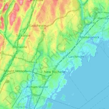 City of New Rochelle topographic map, elevation, terrain