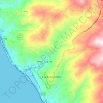 Guardia Piemontese topographic map, elevation, terrain