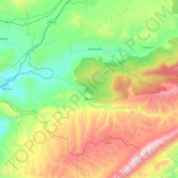 Maafa topographic map, elevation, terrain