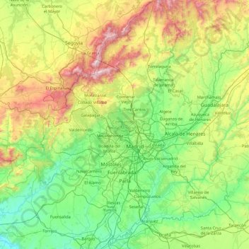 Communauté de Madrid topographic map, elevation, terrain