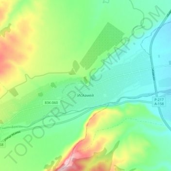 Islamey topographic map, elevation, terrain