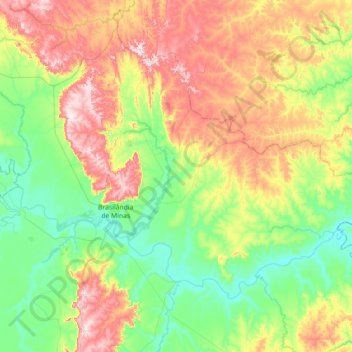 Brasilândia de Minas topographic map, elevation, terrain