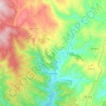 Curros topographic map, elevation, terrain