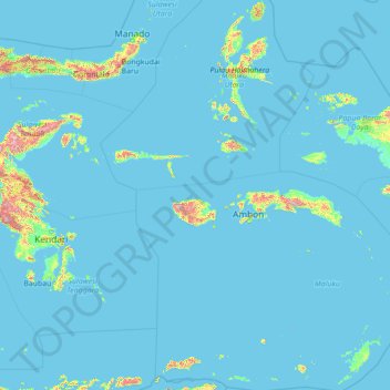 Maluku Islands topographic map, elevation, terrain